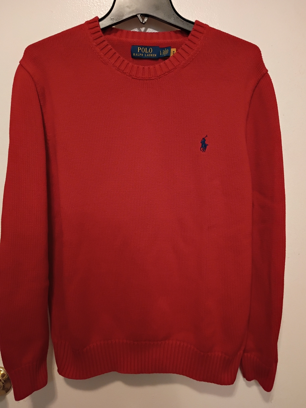 Ralph Lauren Polo Red Sweater Pullover Long Sleeve 100% Cotton Large Women's